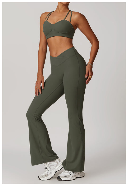 Brushed Crossback High-Waisted Yoga Flare Pants