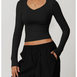 速乾性Vネックコンプレッションロングスリーブ