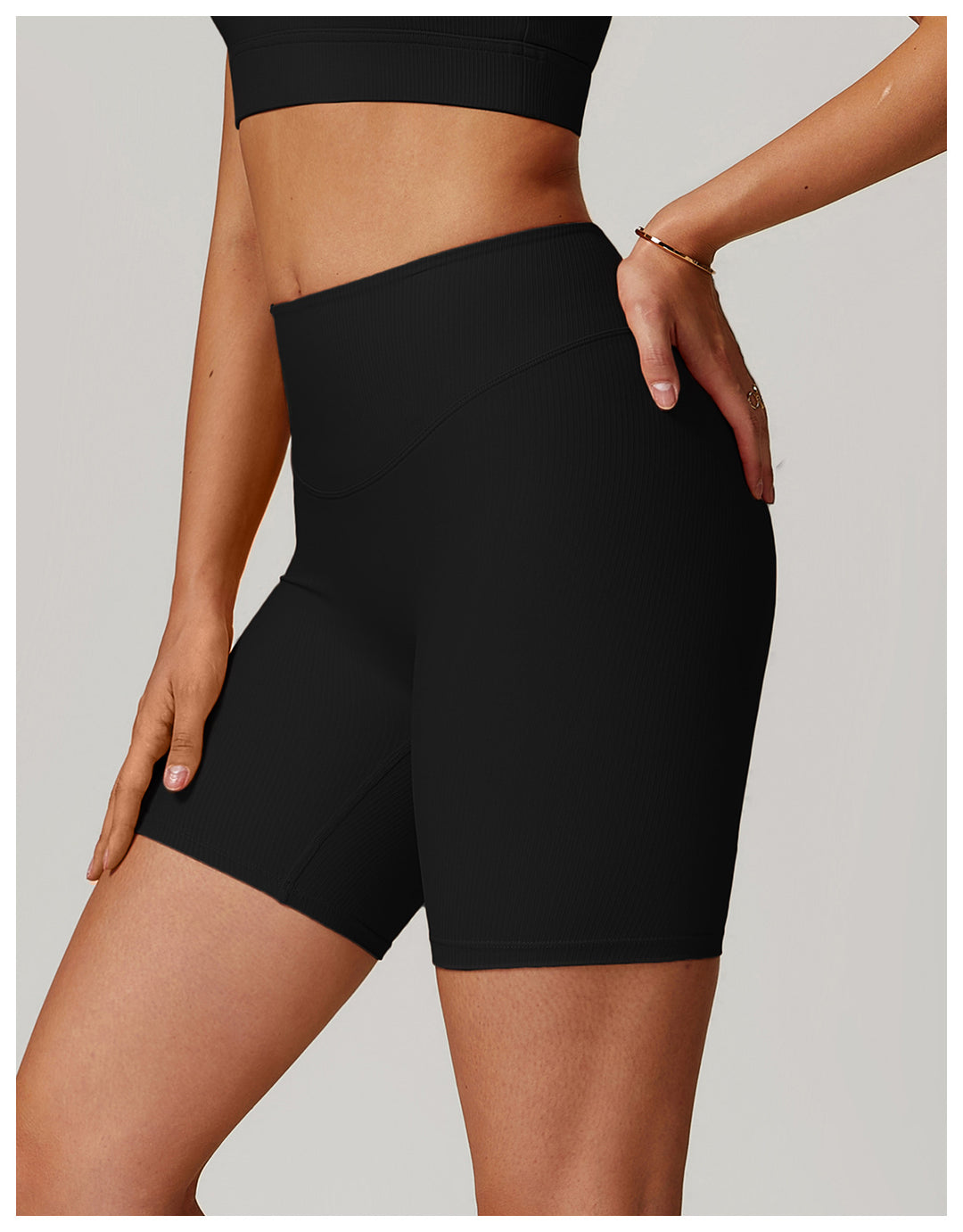 Ribbed High-Waist Sculpting Yoga Shorts