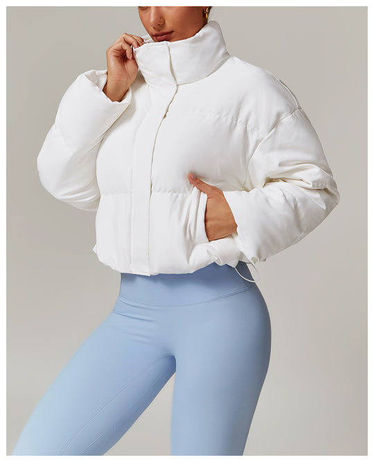 Stylish Thick White Duck Down Long Sleeve Puffer Coat