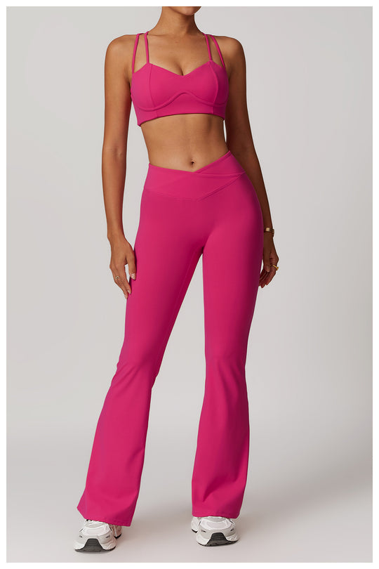 Brushed Crossback High-Waisted Yoga Flare Pants