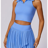 ノースリーブクロップドポロ