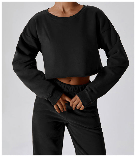 Cashmere Plush Waffle Cropped Long Sleeve