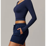 速乾性Vネックコンプレッションロングスリーブ