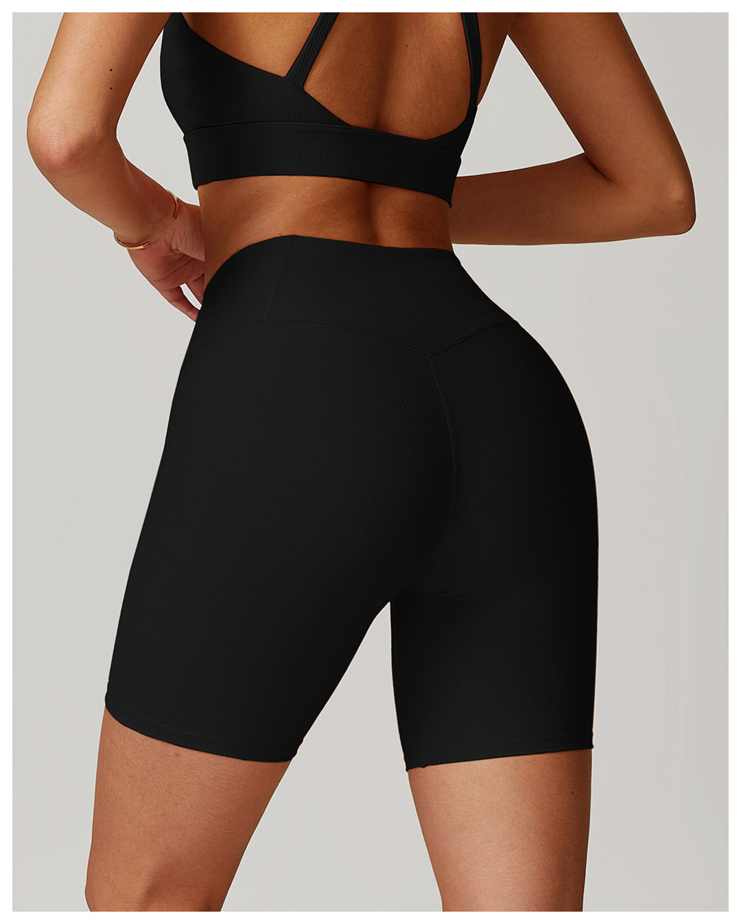 Ribbed High-Waist Sculpting Yoga Shorts