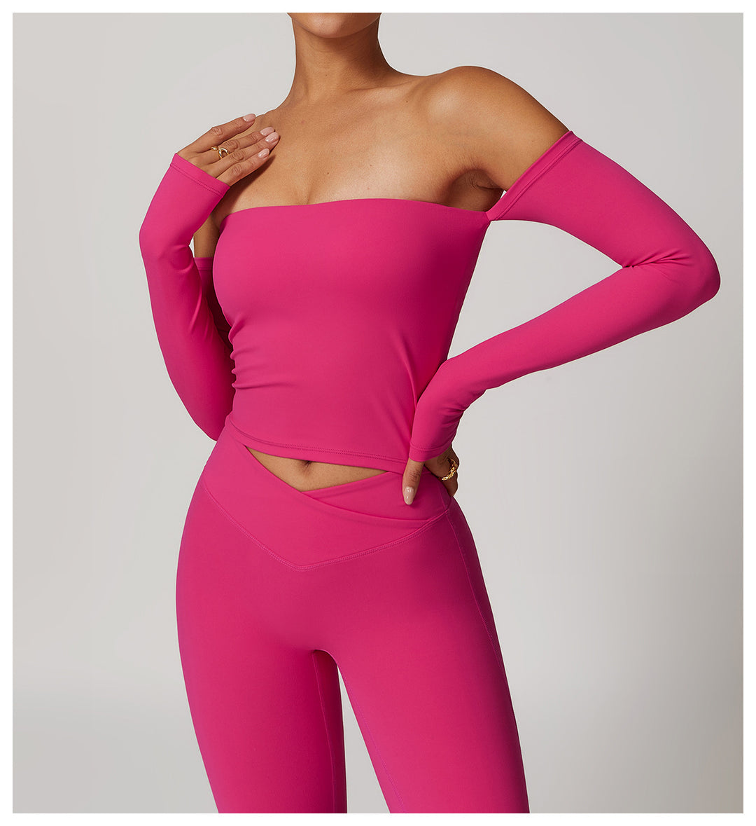 One-Shoulder Long Sleeve Workout Coverup