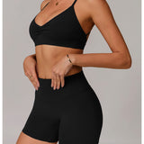 Reggiseno da yoga con scollo a V, plissettato e ad asciugatura rapida, in saldo