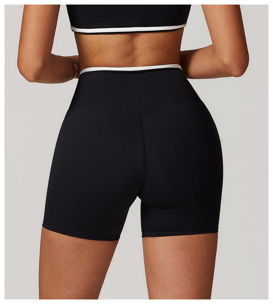 Crossback High-Waist Colorblock Shorts