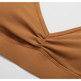 Reggiseno da yoga con scollo a V, plissettato e ad asciugatura rapida, in saldo